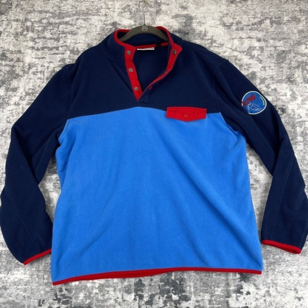 L CLUB ROOM Snap Collar Alpine Fleece Pullover Colorblock L Sporty Retro